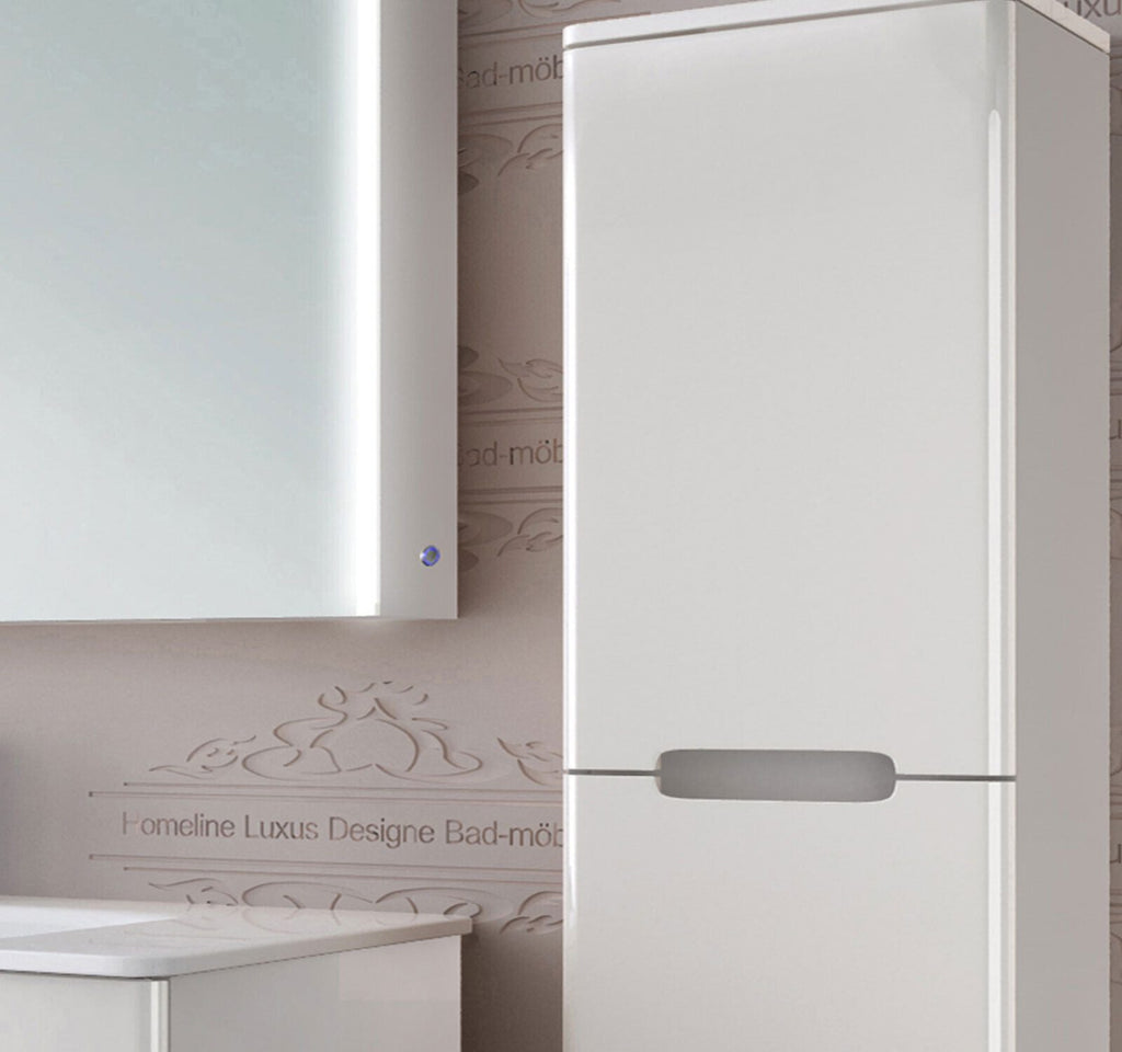 Badmöbel set mit waschbecken und spiegelschrank Hochglanz mit Keramik Becken 90