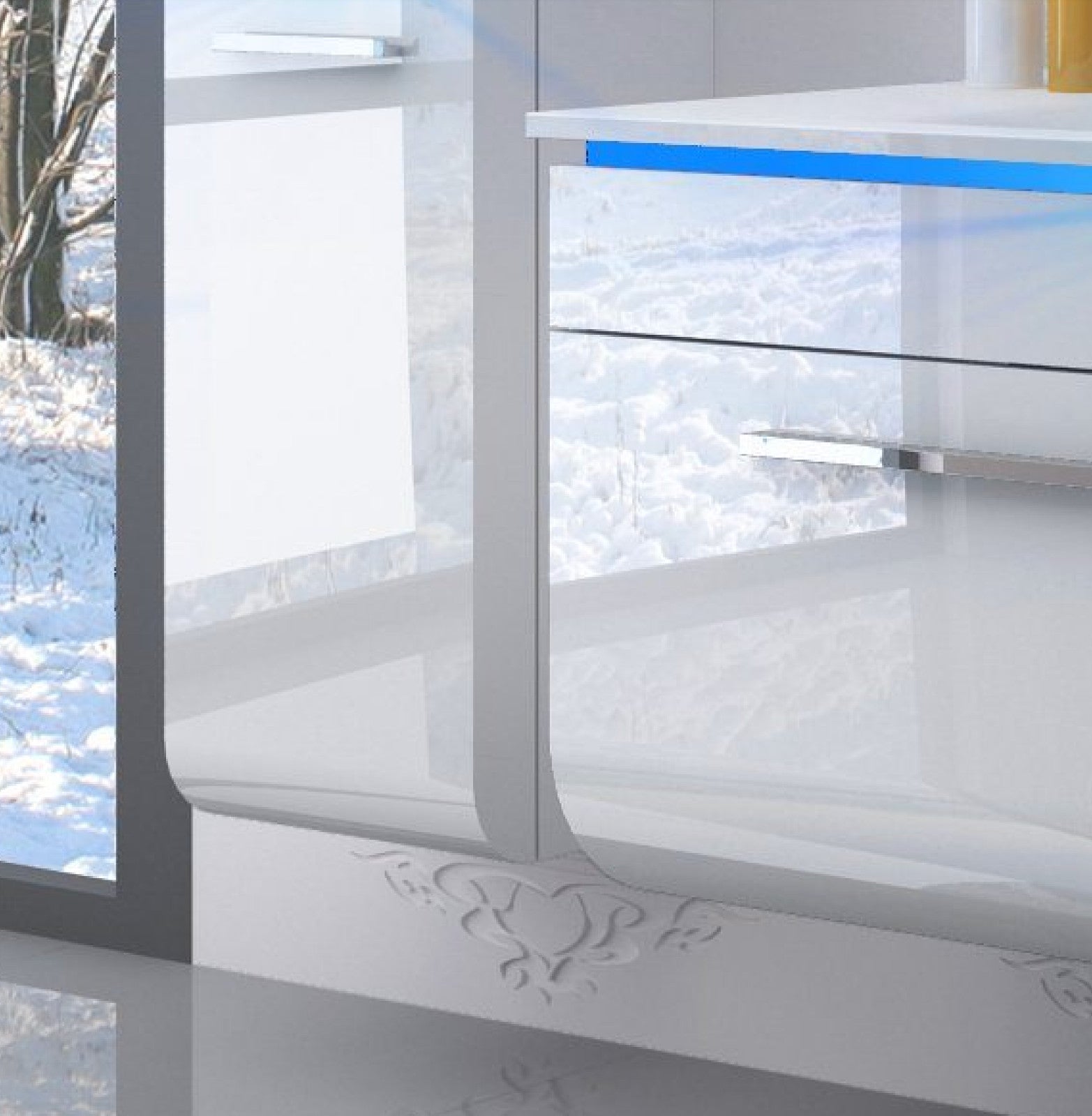 Badmöbel Set montiert Weiss Hochglanz Badezimmermöbel Touch LED  90 cm Bad Set