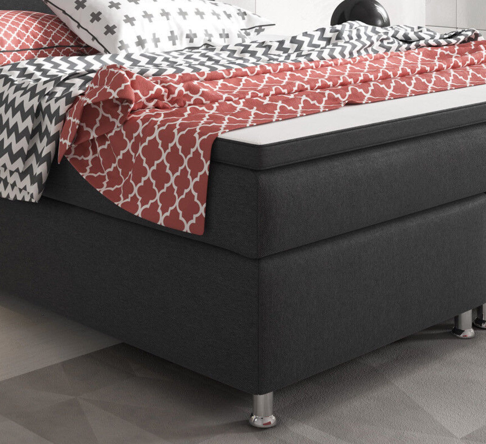 Boxspringbett 180x200 Anthrazit Bett Komfortbett Hotelbett Stoff Bett Riga 31739