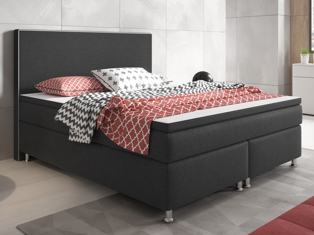 Boxspringbett 180x200 Anthrazit Bett Komfortbett Hotelbett Stoff Bett Riga 31739