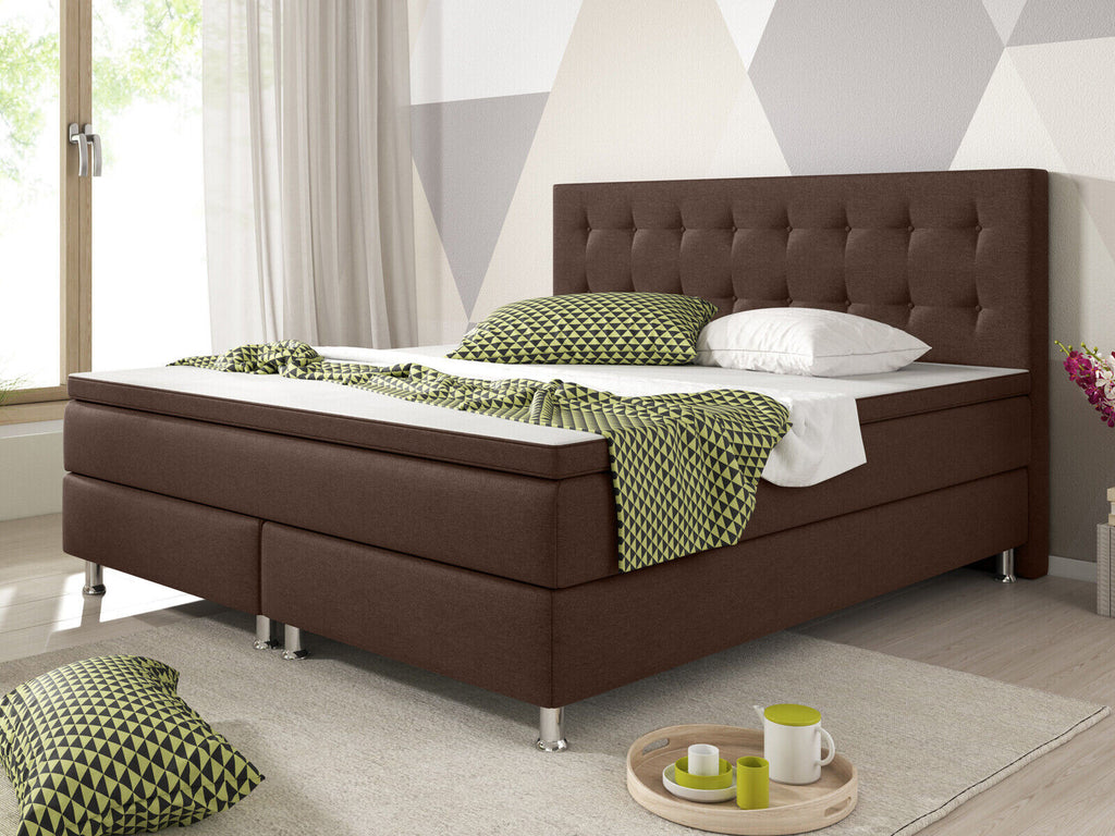 Boxspringbett 180x200 cm Braun Bett Komfortbett Hotelbett Stoff Bett Bern 31742