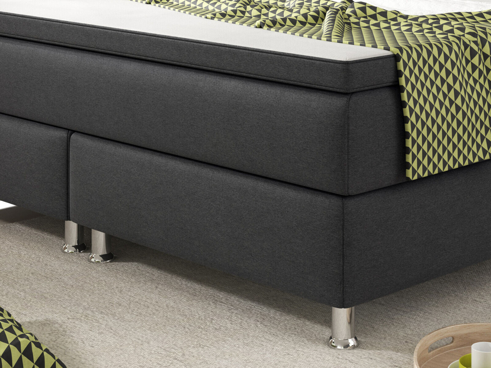 Boxspringbett 180x200 Anthrazit Bett Komfortbett Hotelbett Stoff Bett Bern 31743