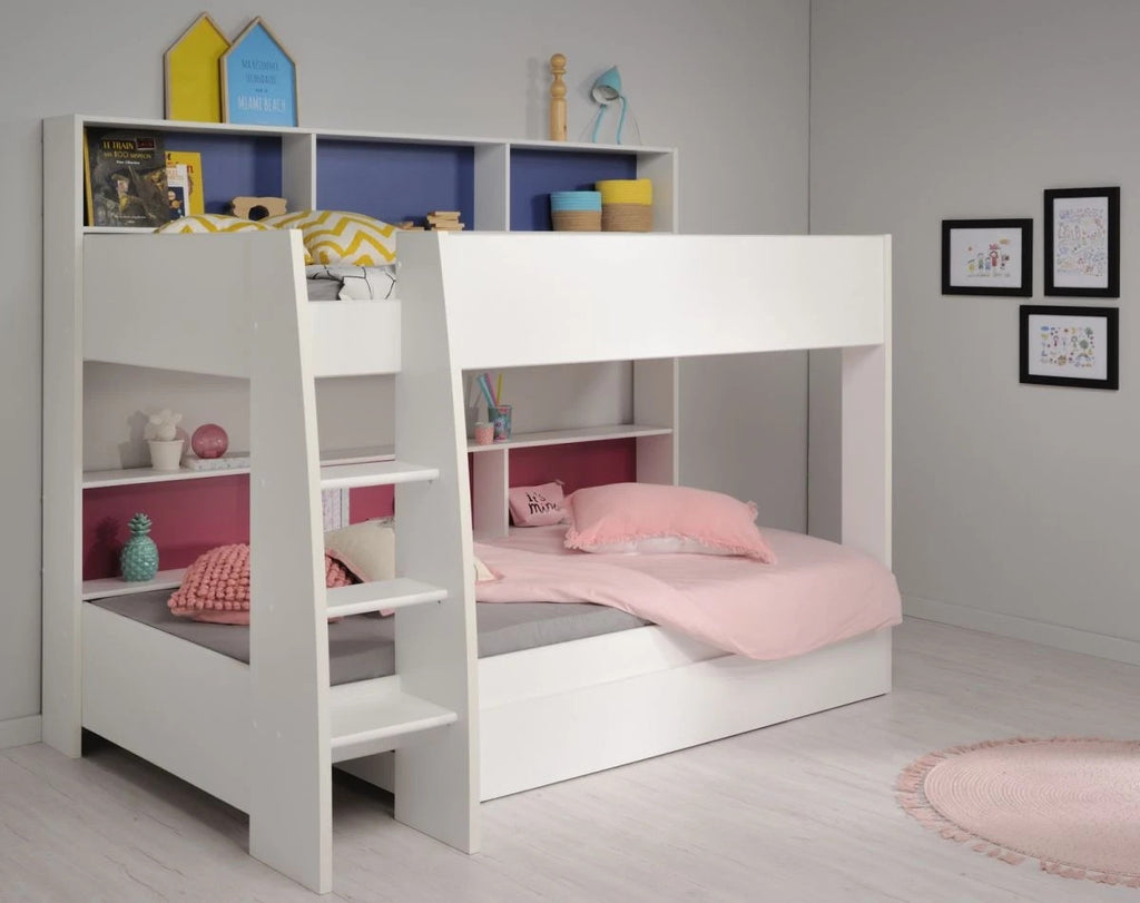 Etagenbett "TamTam11" in weiß mit blau oder pink Kinder und Jugendzimmer Hochbet