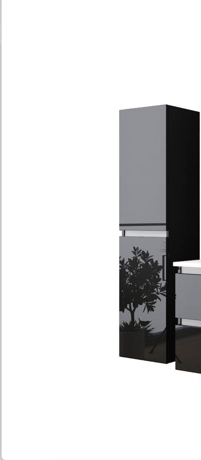 Badmöbel Set Schwarz Badezimmermöbel Waschtisch Kosmetik Spiegel 60 90 120 cm