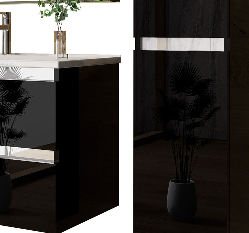 Badmöbel set Hochglanz 6 Tlg Schwarz Soft Close Badezimmer Möbel badmöbel 60 cm
