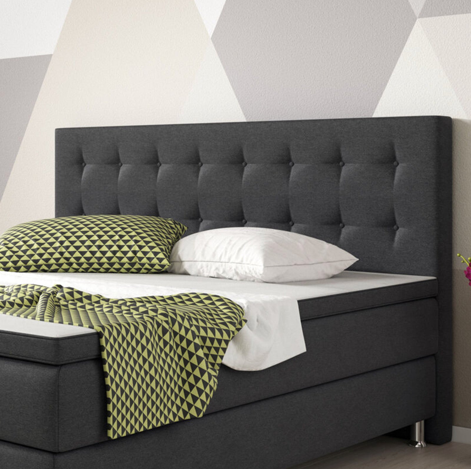 Boxspringbett 180x200 Anthrazit Bett Komfortbett Hotelbett Stoff Bett Bern 31743