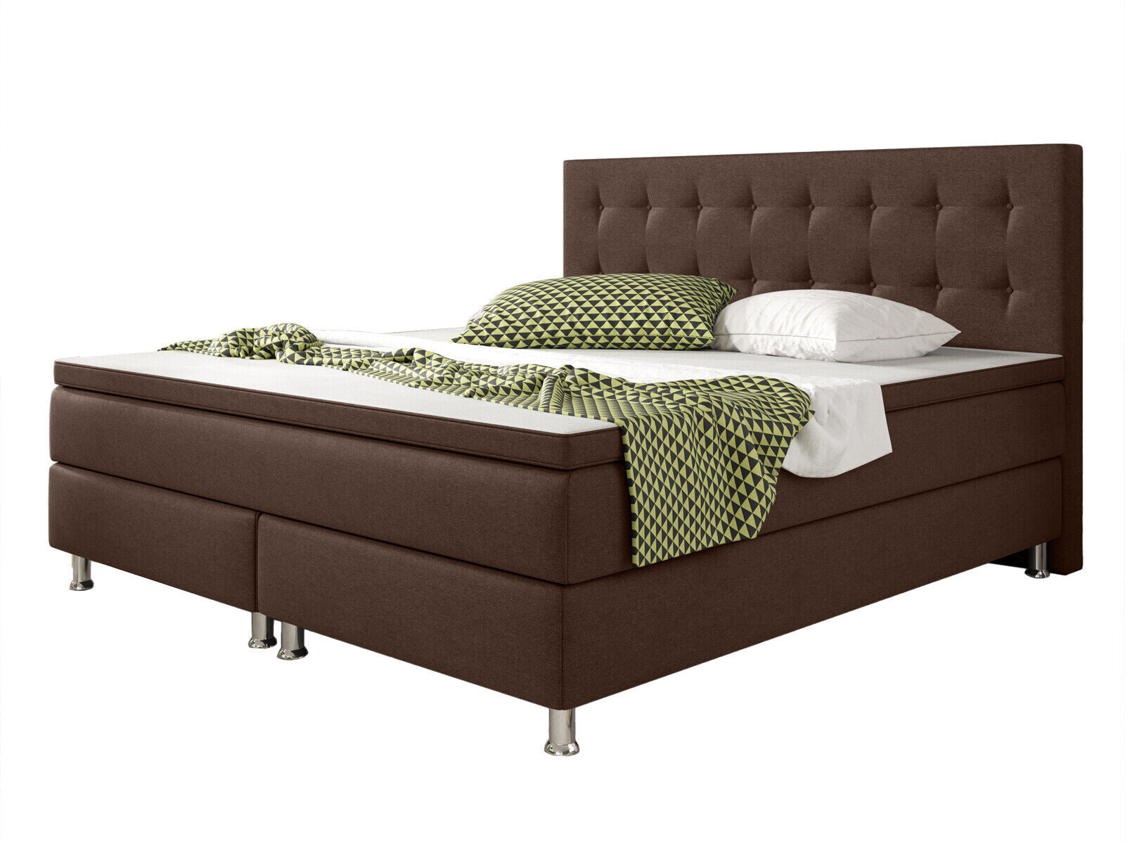 Boxspringbett 180x200 cm Braun Bett Komfortbett Hotelbett Stoff Bett Bern 31742
