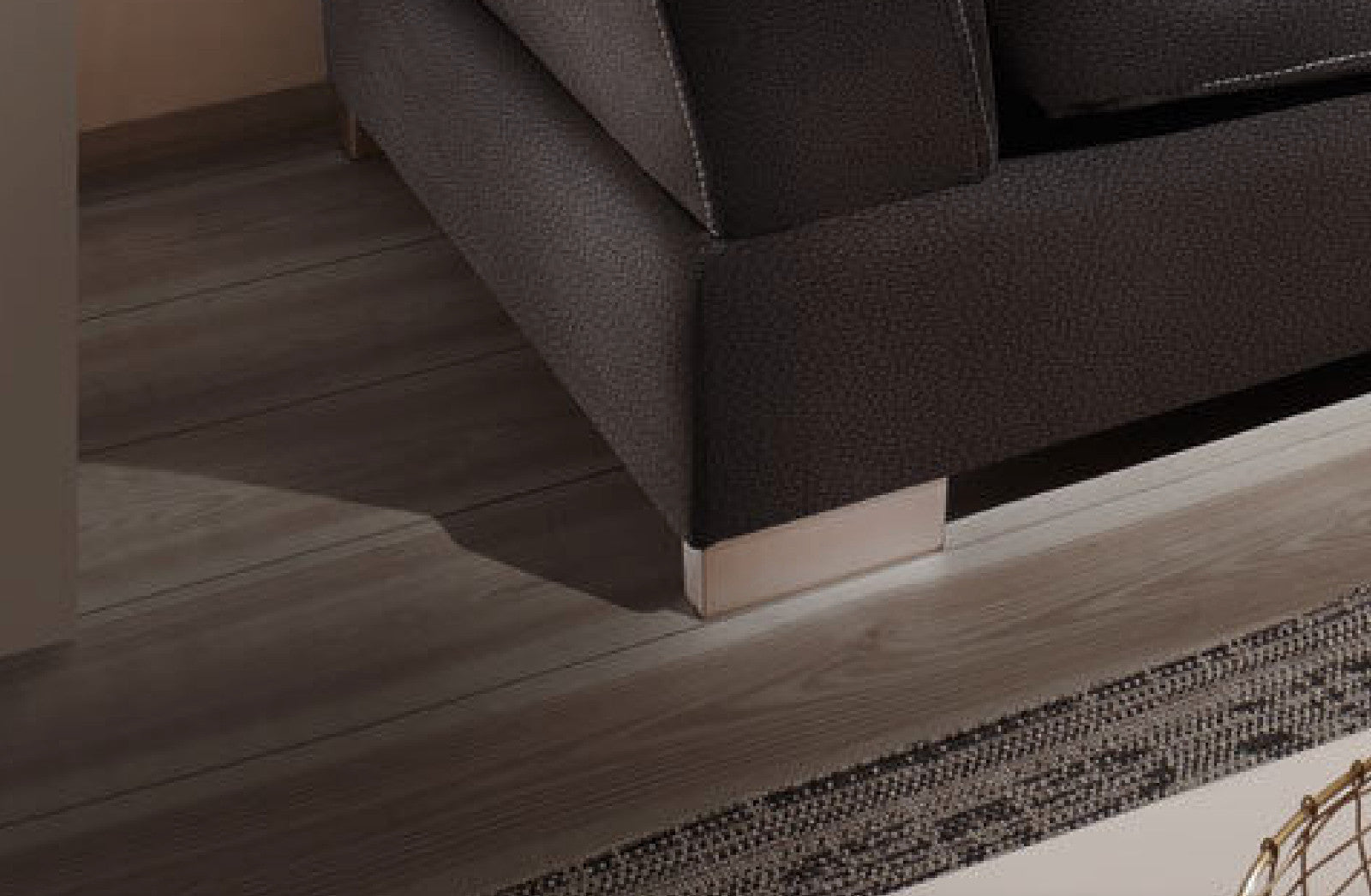 Design Couchgarnitur Anthrazit Sofa K-Leder Eck Big Sofa Wohnlandschaft Links