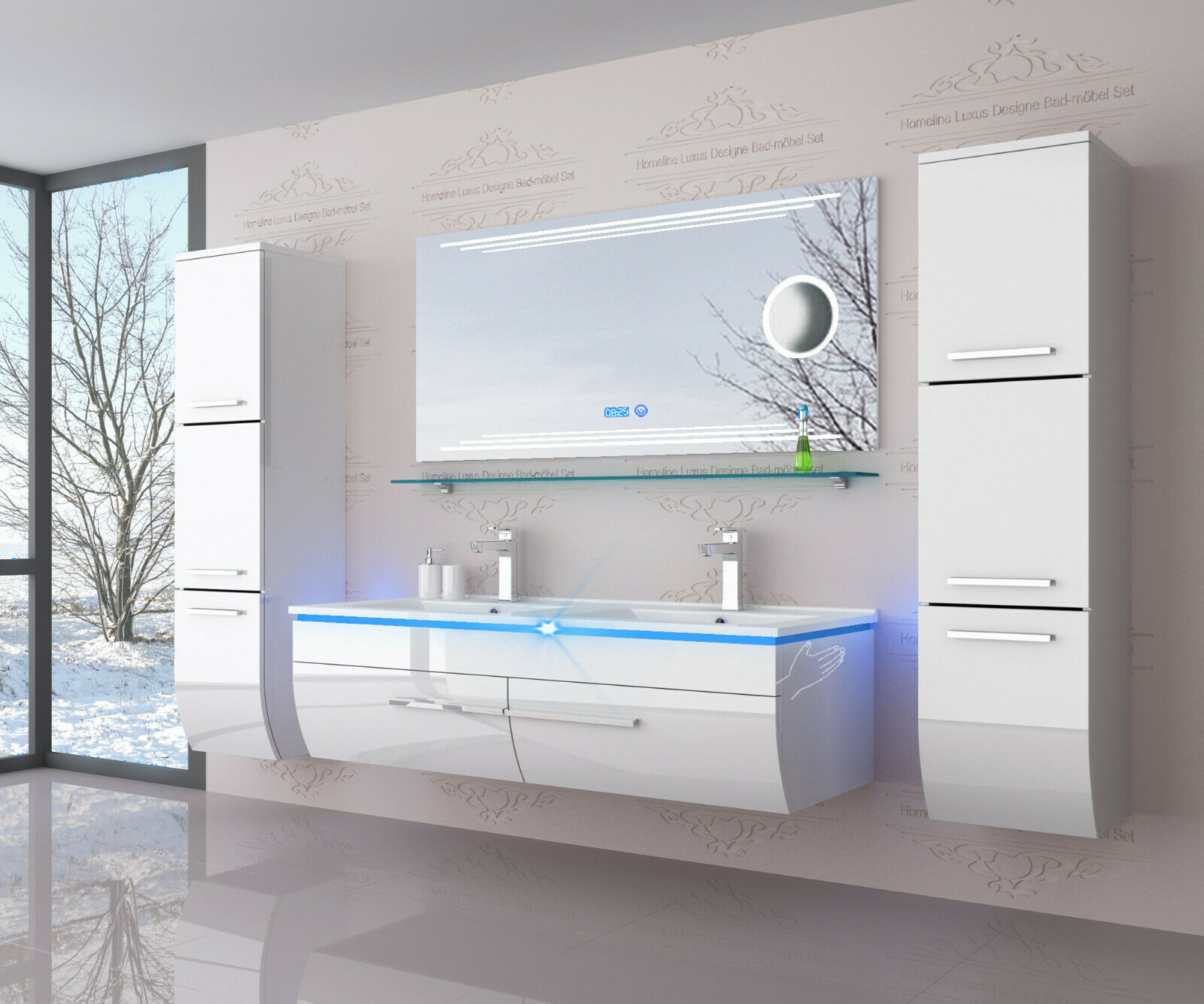 Badmöbelset 120 cm 6-Teilig Weiß lackiert Onlineshop Möbel | für Homeline Preisbewusste Hochglanz der