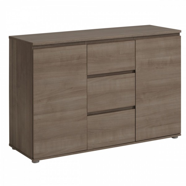Parisot Neo - Kommode mit 2 Türen und 3 Schubkästen 121 cm, Dekor Eiche Silber